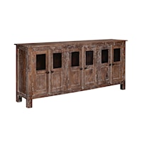 Rustic 70 Inch Accent Entertainment Console with Wire Management Features