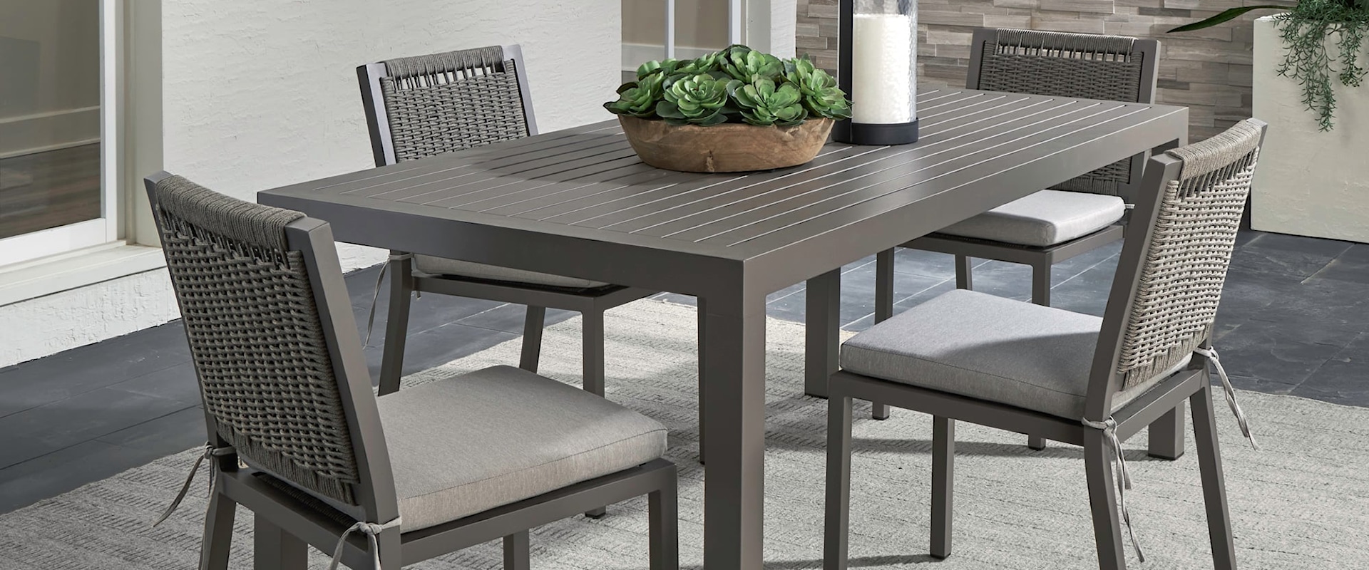 5-Piece Contemporary Outdoor Aluminum Dining Set