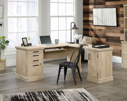 Modern Farmhouse L-Shaped Desk with Slide-Out Keyboard/Mouse Shelf