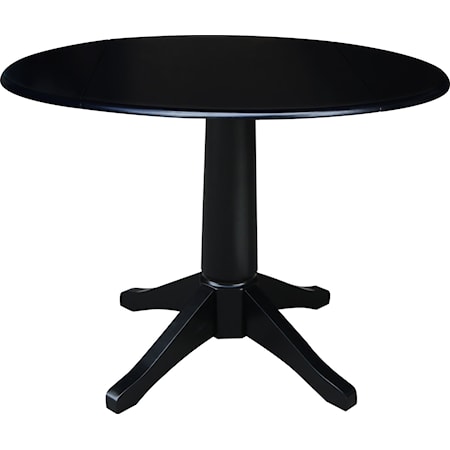 Transitional Round Dining Table with Drop Leaves