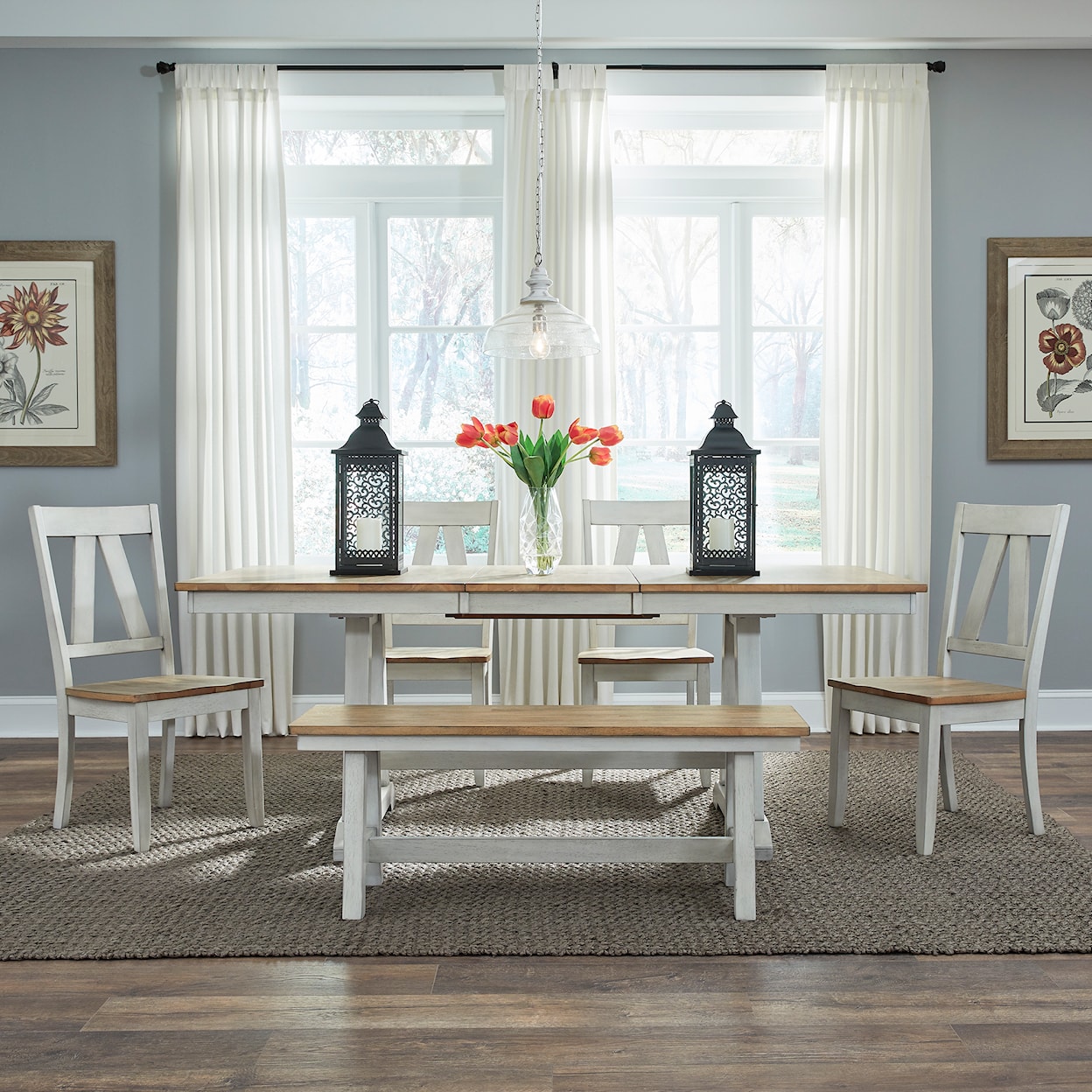 Libby Lindsey Farm 6-Piece Trestle Table Set