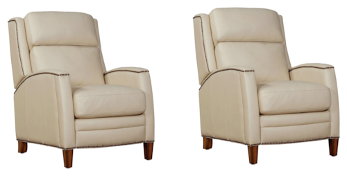 Transitional Manual High Leg Push Back Recliner with Nailhead Trim (Set of 2)