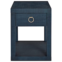 Transitional 1-Drawer Raffia Chairside Table