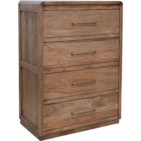 Modern Rustic 4-Drawer Bedroom Chest with Curved Edges