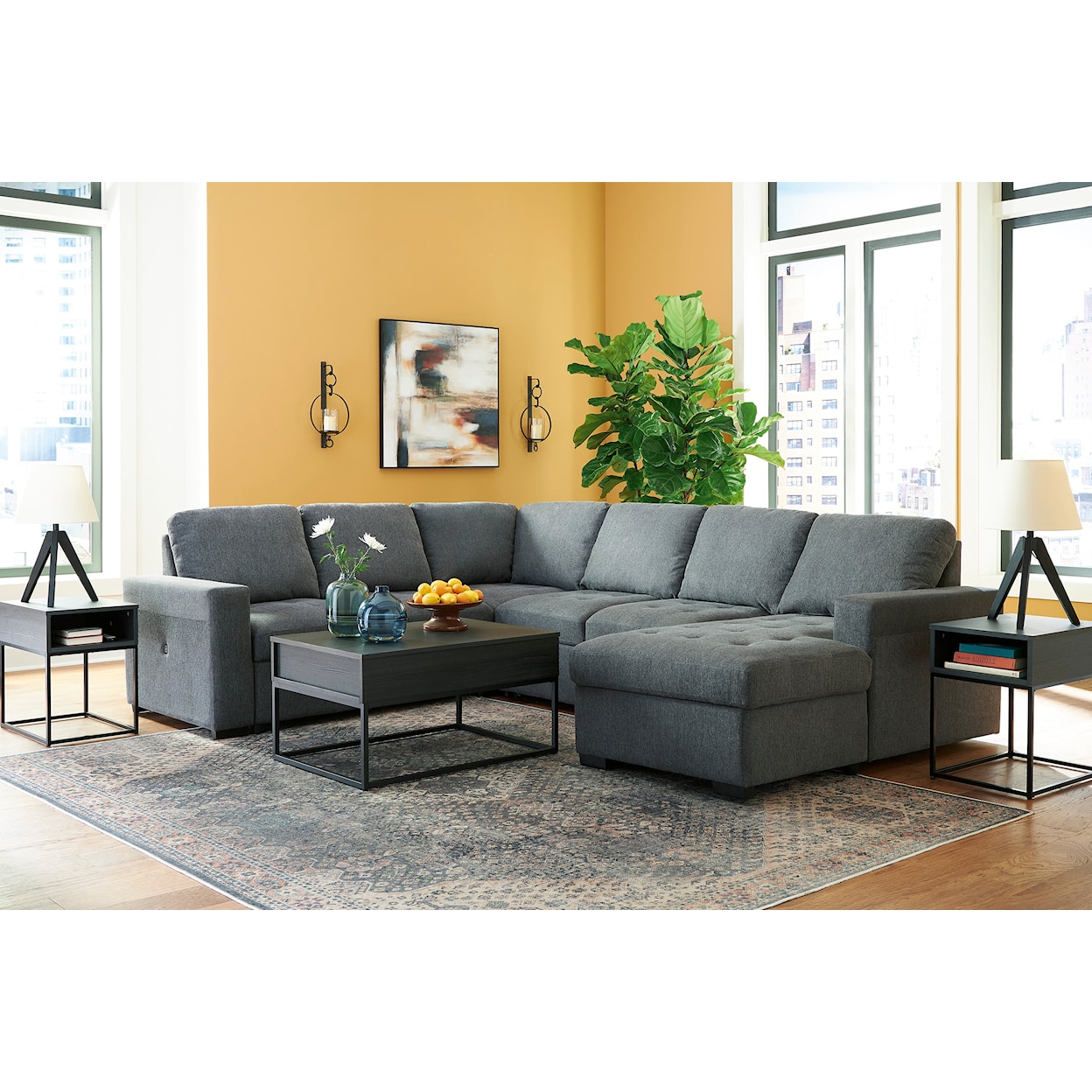 Ashley Signature Design Millcoe 3-Piece Sectional with Pop Up Bed