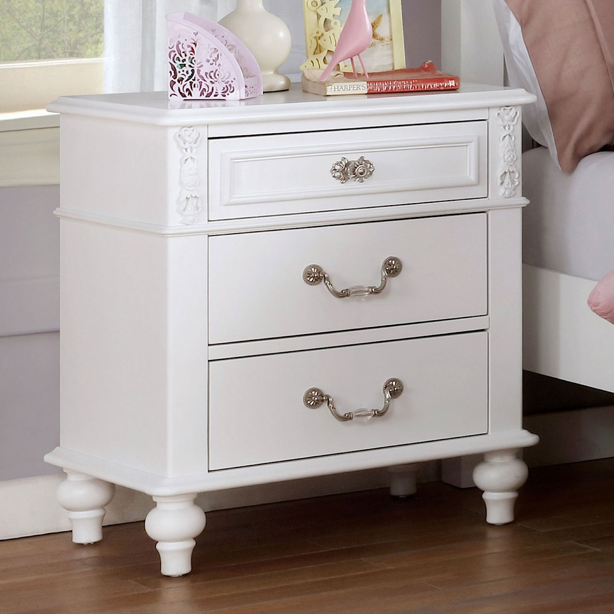 FUSA Belva Nightstand w/ USB Outlet