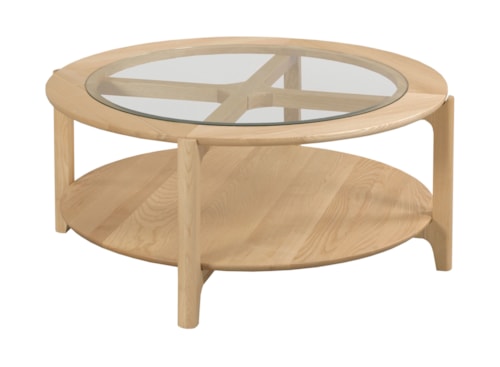 Transitional 42" Round Coffee Table with Glass Top