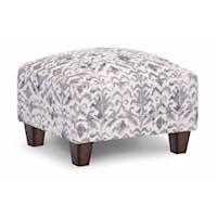 Transitional Rectangular Chair Ottoman with Tapered Legs