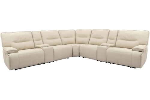 Casual 7-Piece Power Reclining Sectional Sofa with Power Headrests