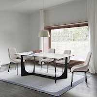 Transitional 5 Piece Dining Set with Gray Fabric Chairs