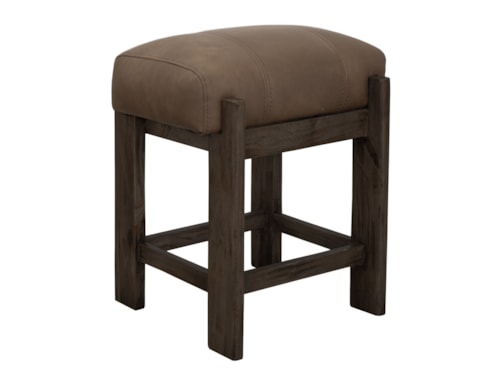 Modern Rustic 24" Counter-Height Stool with Upholstered Seat