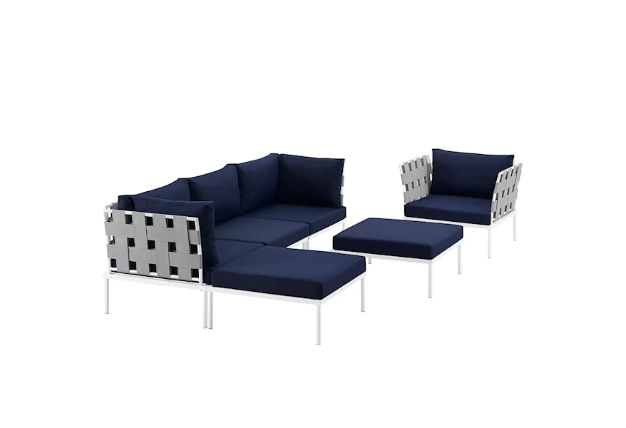 Harmony Outdoor 6 Piece Sectional Sofa Set by Modway at Value City Furniture