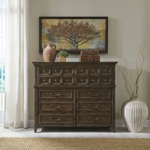 Traditional 10-Drawer Chesser with Felt-Lined Top Drawers