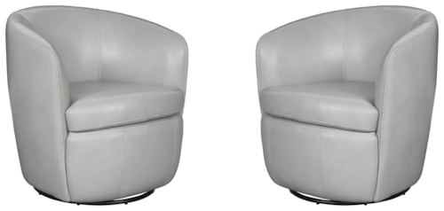 Contemporary Leather Swivel Barrel Chair (Set of 2)