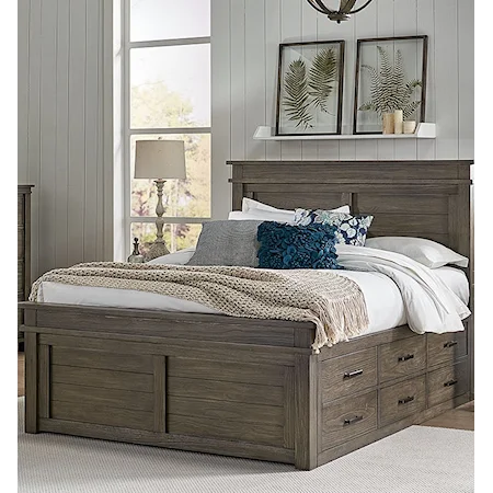 Transitional Queen Captain Bed with 9 Drawers