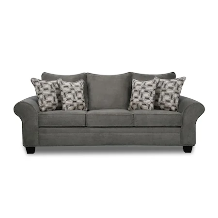 Transitional Sofa with Loose Back Pillows - Granite