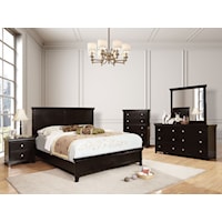 Transitional 5 Piece Queen Bedroom Set with Chest