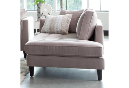Right Arm Facing Chaise Lounge with Tufted Seat and Toss Pillows