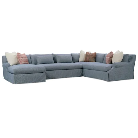 3-Piece Sectional Sofa with Slipcover