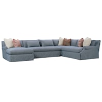 Casual 3-Piece Sectional Sofa with Slipcover and Throw Pillows