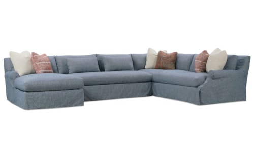 Casual 3-Piece Sectional Sofa with Slipcover and Throw Pillows
