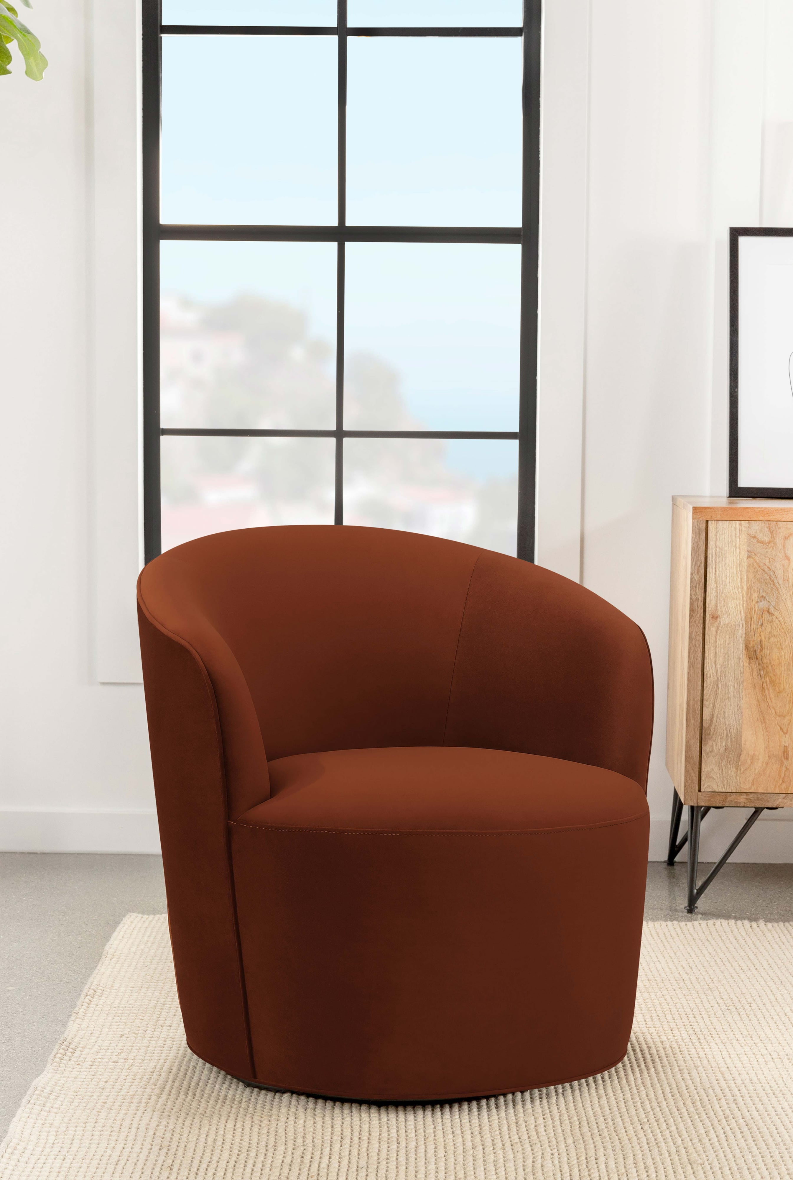Joyce Barrel Back Swivel Chair Burnt Orange