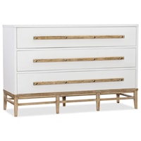 Contemporary 3-Drawer Chest with Wooden Bar Pulls