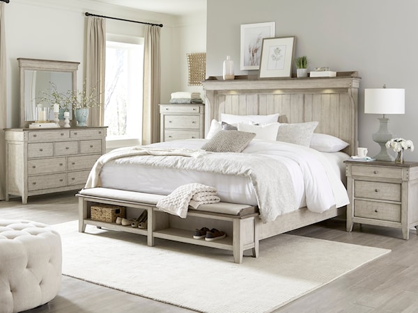 5-Piece King Mantle Storage Bedroom Set