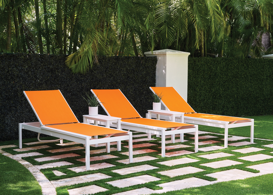 Stacking Adj. Sling Lay-Flat Armless Chaise