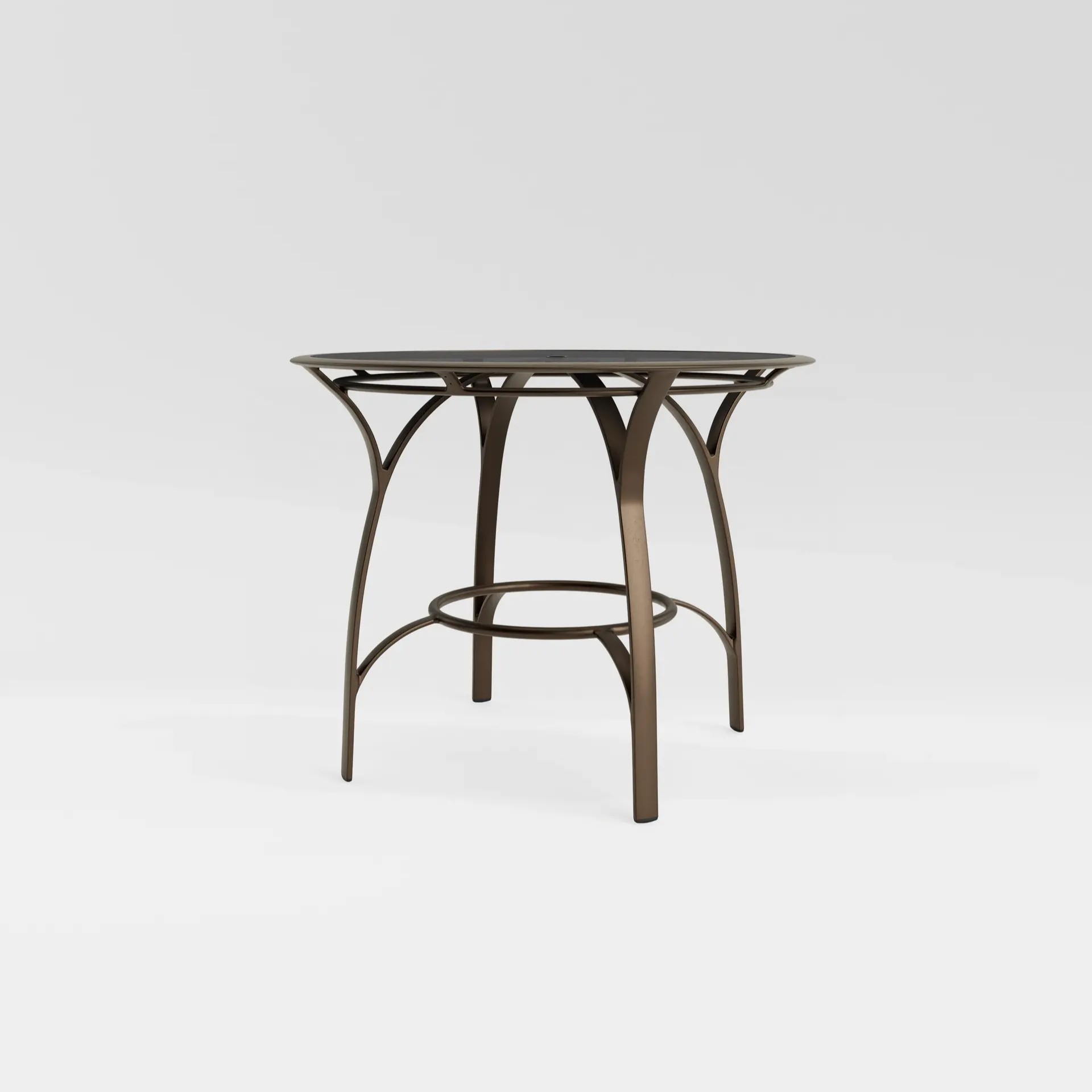 42" Glass-Top Balcony Table w/Umbrella Hole