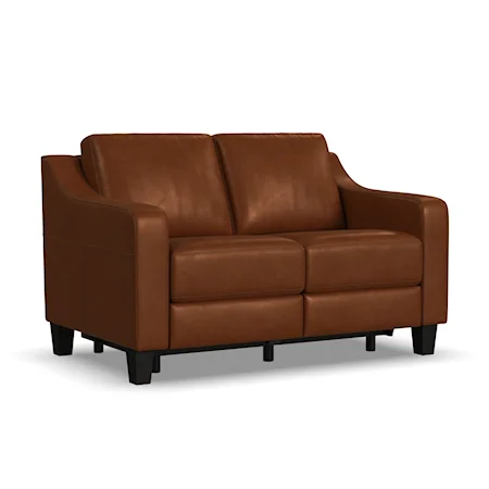 Transitional Leather Power Inclining Loveseat