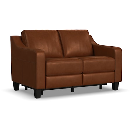 Transitional Leather Power Inclining Loveseat
