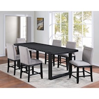 Contemporary 7-Piece Pub Table Set with Upholstered Chairs