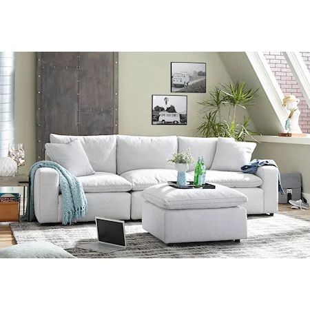 Transitional Sectional Sofa with Ottoman
