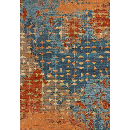 4'11" X 3'3" Blue/Coral Elements Area Rug