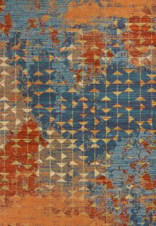4'11" X 3'3" Blue/Coral Elements Area Rug
