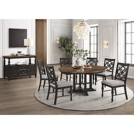 Hilara Farmhouse 8-Piece Dining Set with Side Board