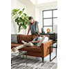 Best Home Furnishings Trafton Leather Sectional Sofa w/ Chaise & Wood Feet