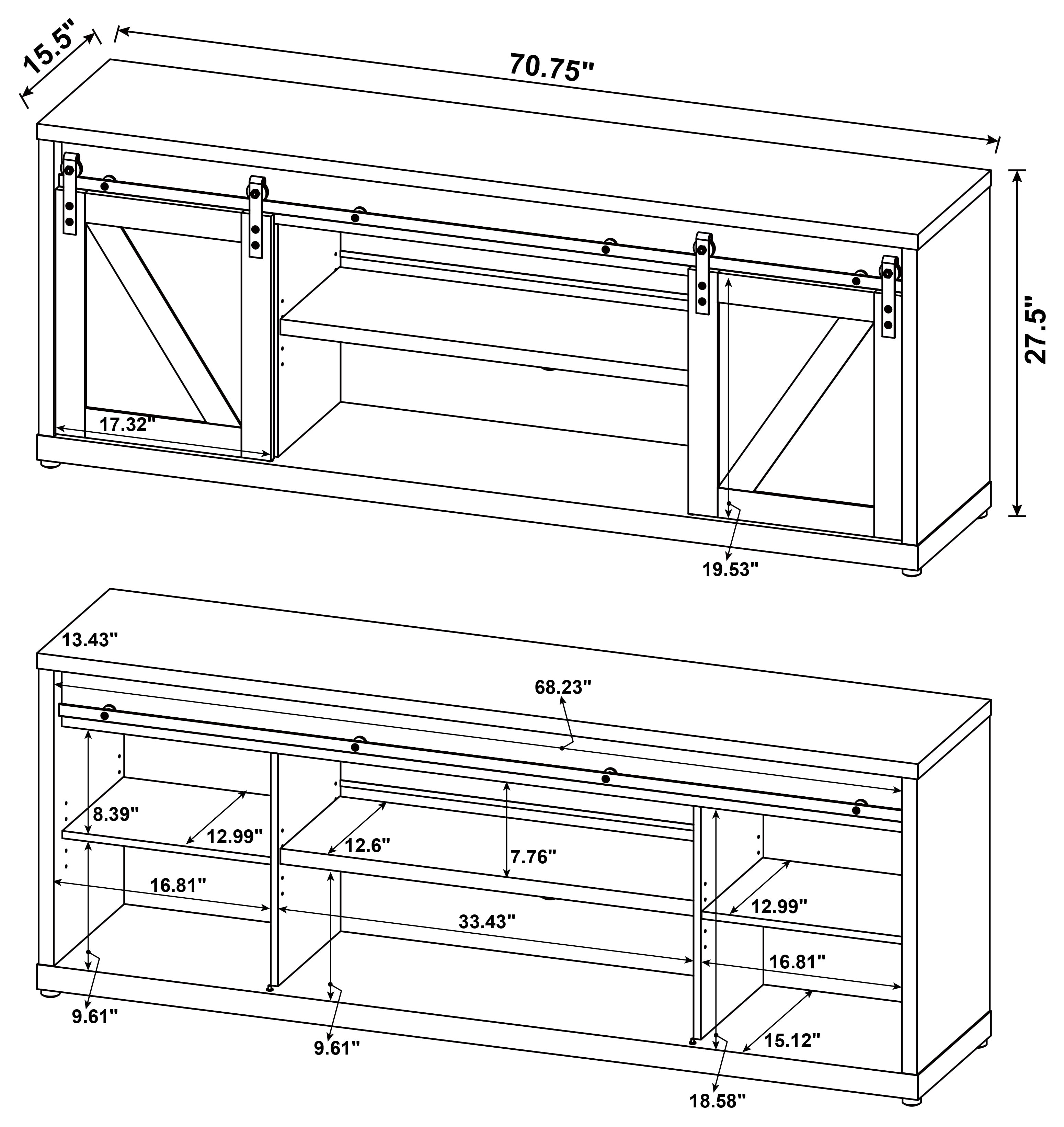 Brockton 3-shelf Sliding Doors TV Console