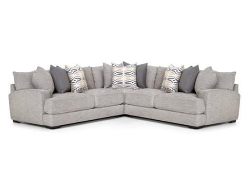 Contemporary 3-Piece Sectional Sofa with Throw Pillows