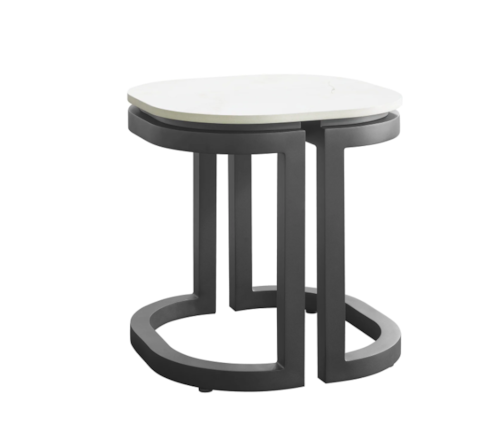 Contemporary Outdoor End Table with Stone Top