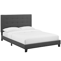 Twin Tufted Button Upholstered Fabric Platform Bed
