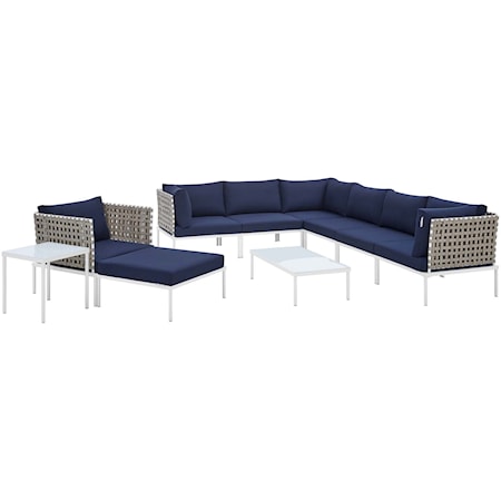 Outdoor 10-Piece Aluminum Sectional Sofa Set