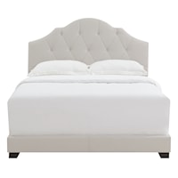 Transitional Saddle Tufted Full Upholstered Bed in Light Gray