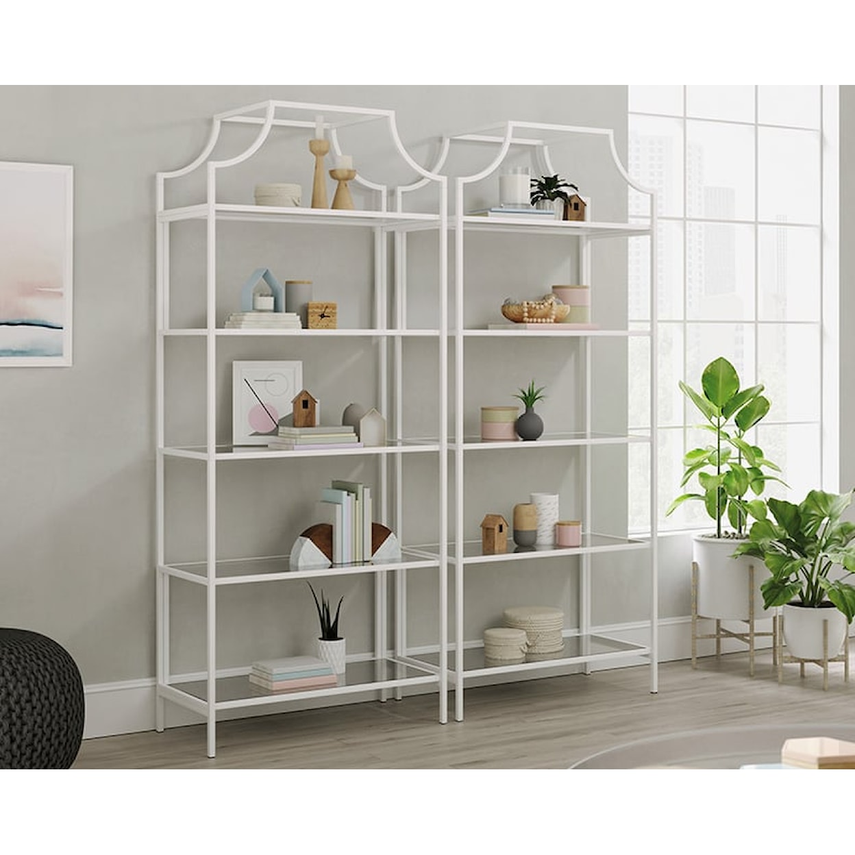Sauder Anda Norr Bookcase with Tempered Glass
