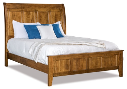 Transitional Queen Sleigh Panel Bed