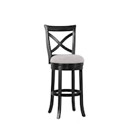 Contemporary X-Black Bar Stool with Upholstered Seat
