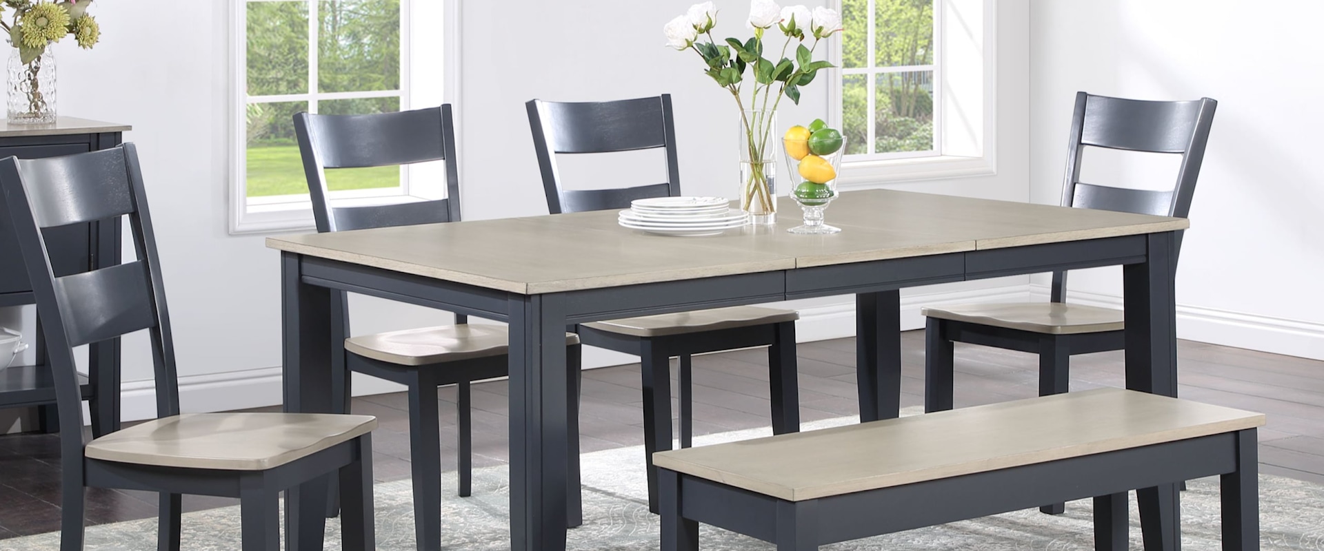 Casual 6-Piece Dining Set with Bench