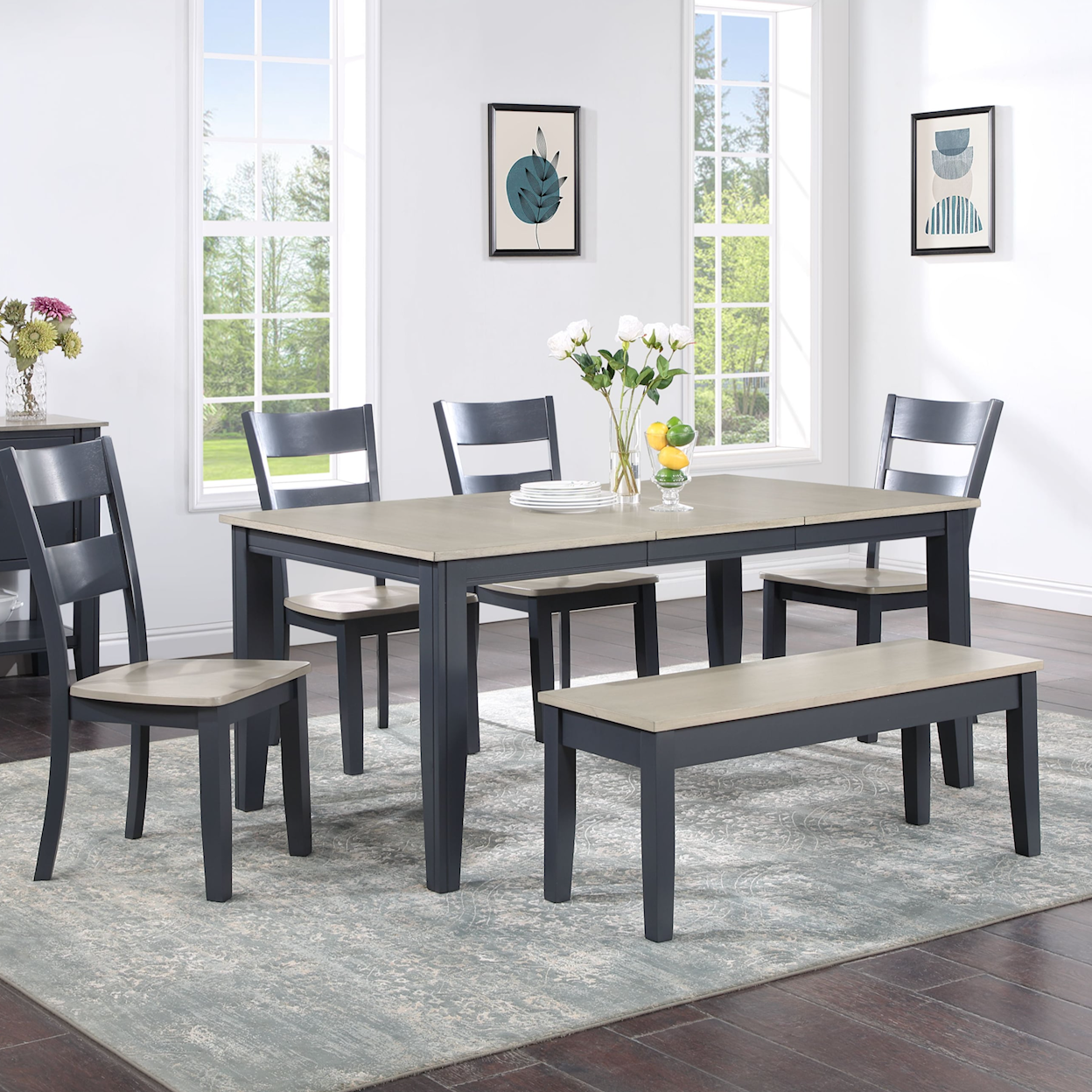 HH Barry 6-Piece Dining Set with Bench