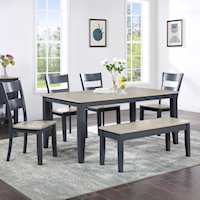 Casual 6-Piece Dining Set with Bench